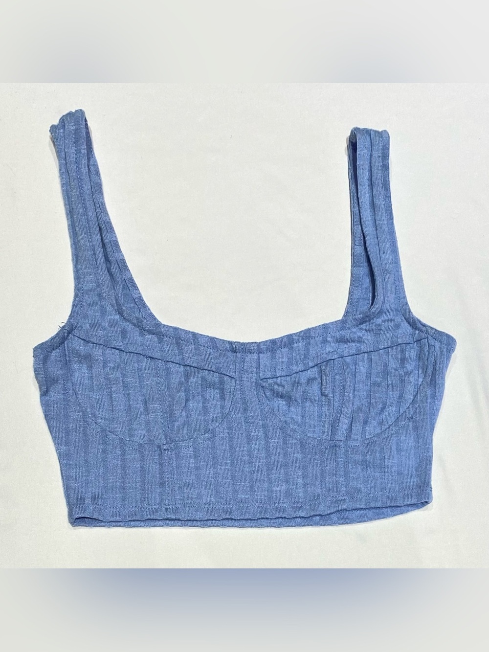 Almost Famous Light Blue Ribbed Crop Tank